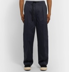 Chimala - Tapered Belted Pleated Cotton-Poplin Trousers - Blue