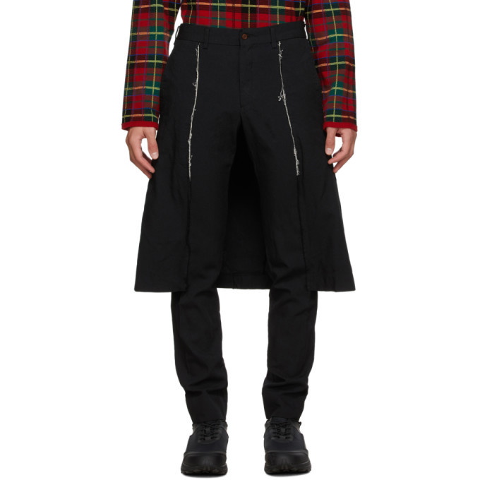 Photo: Comme des Garcons Homme Plus Black Thick Oxford Skirted Trousers