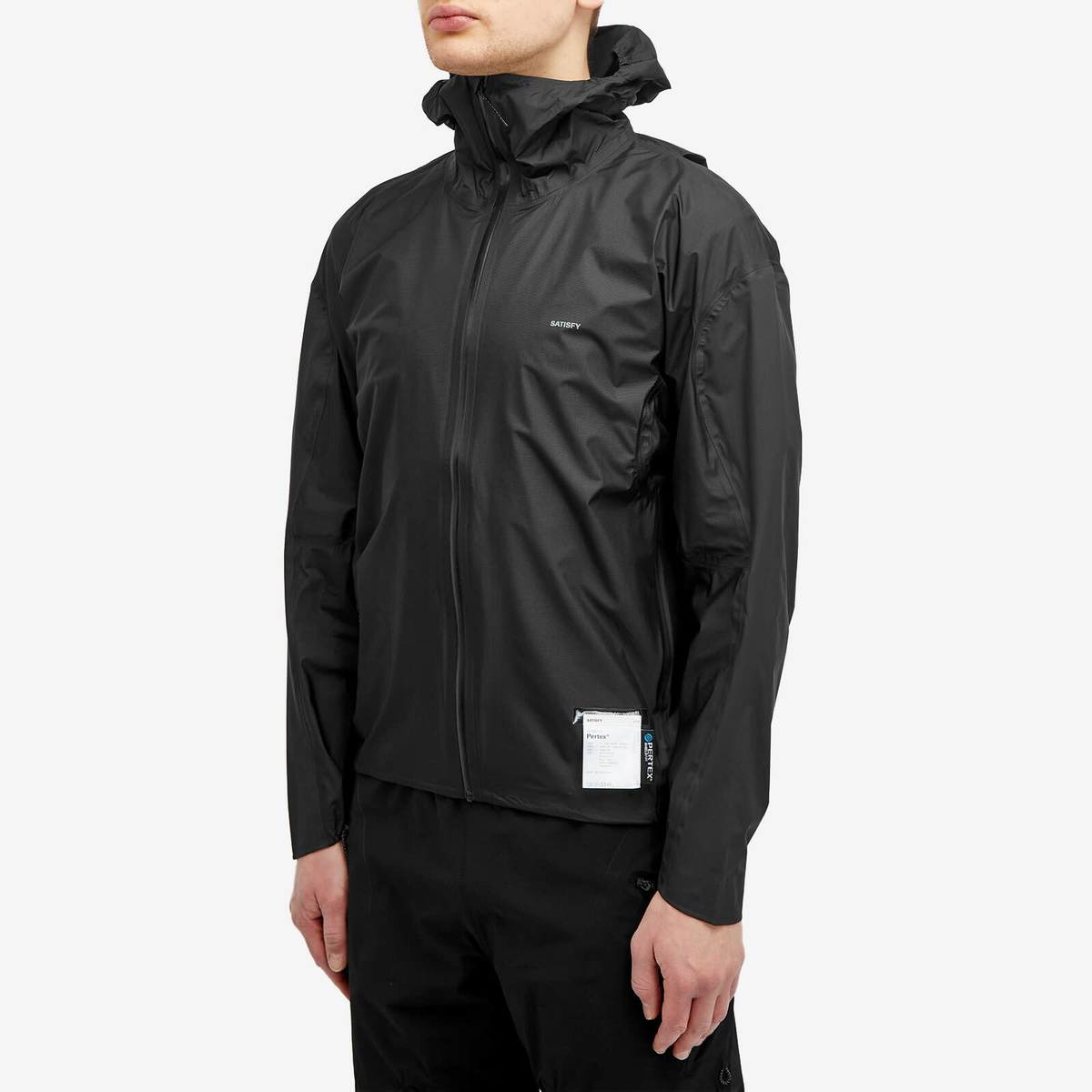 Satisfy Men's Pertex 3L Fly Rain Jacket in Black Satisfy