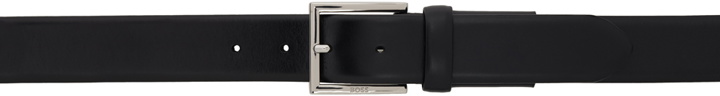 Photo: BOSS Black Leather Square Logo-Engraved Buckle Belt