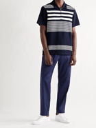 Club Monaco - Striped Honeycomb-Knit Cotton Polo Shirt - Blue