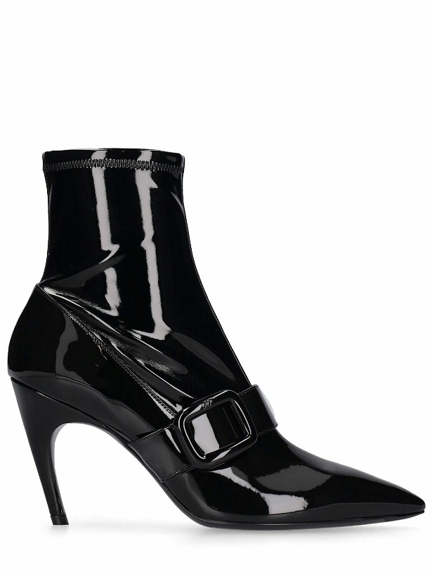 Photo: ROGER VIVIER - 85mm Choc Patent Leather Ankle Boots