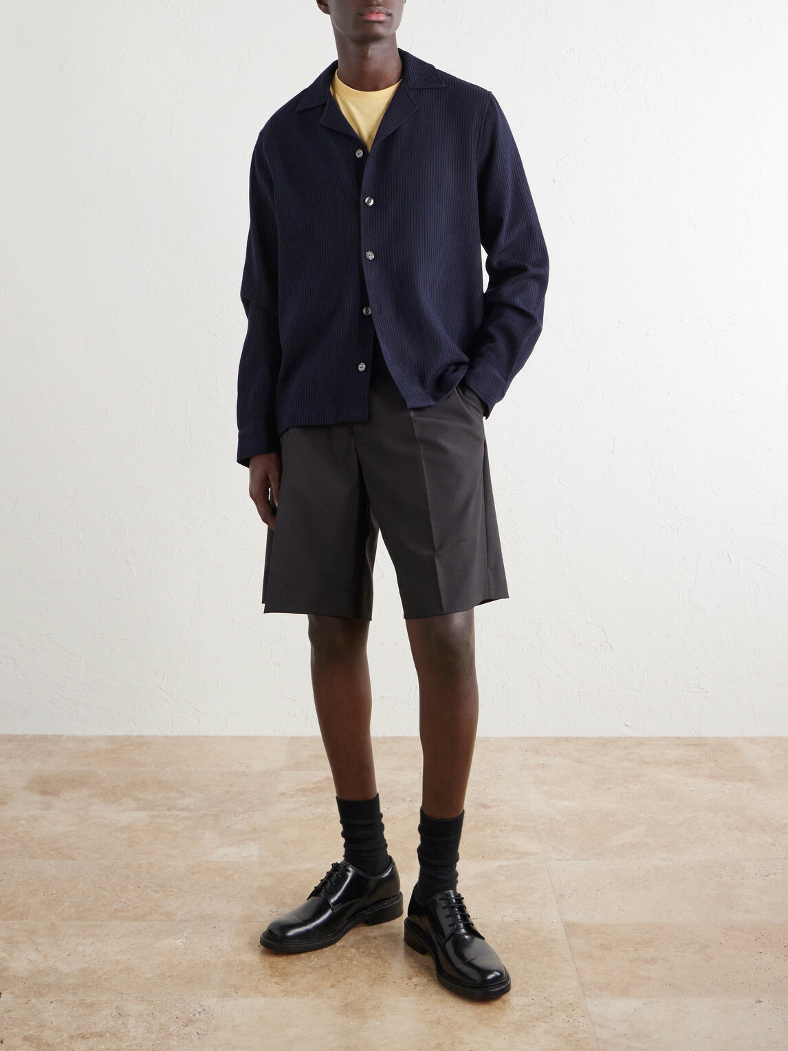 Frescobol Carioca - Safra Camp Collar Wool Shirt - Blue