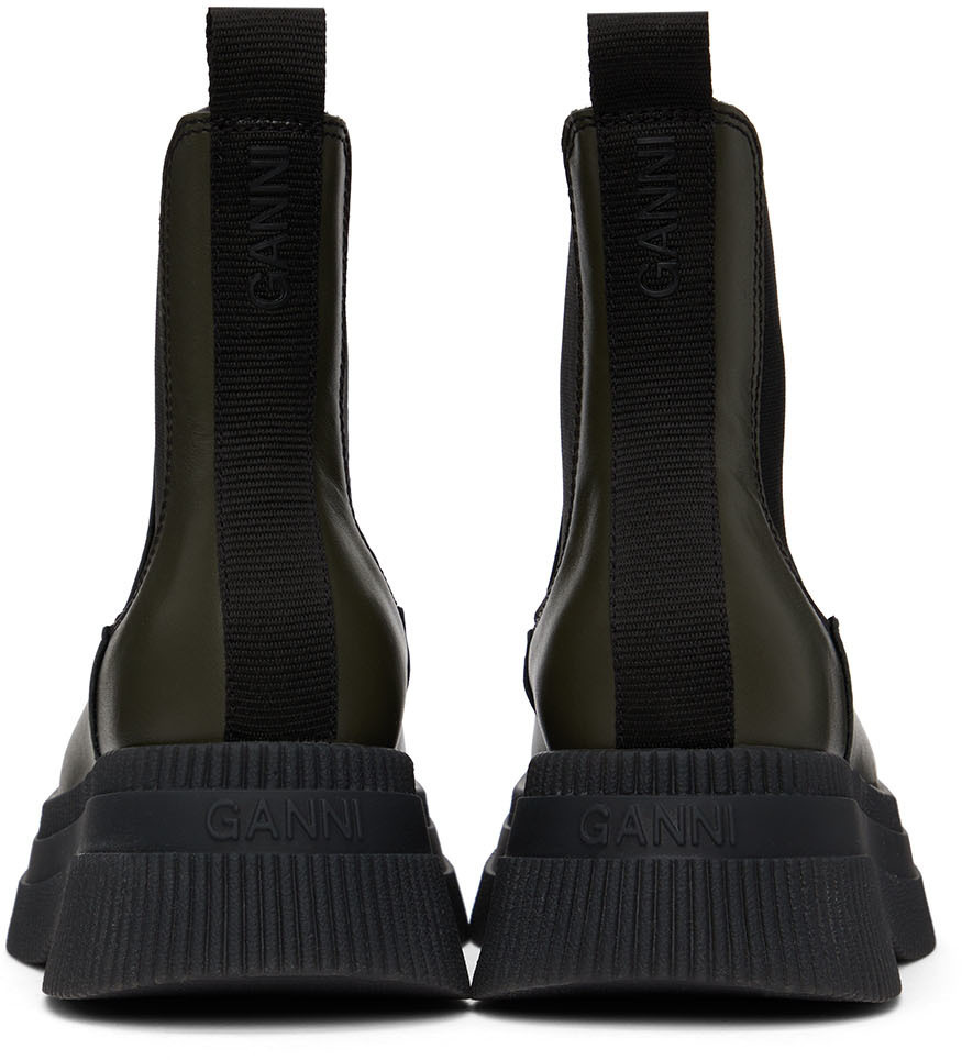 GANNI Green Leather Chelsea Boots
