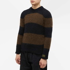 Raf Simons Men's Striped Mohair Crew Knit in Black/Brown