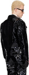 Ernest W. Baker Black Leather Military Bomber Jacket