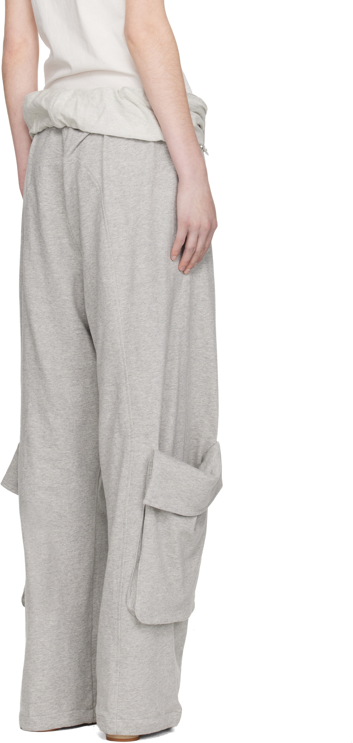 OPEN YY Gray Rolled Waist Sweat Cargo Pants