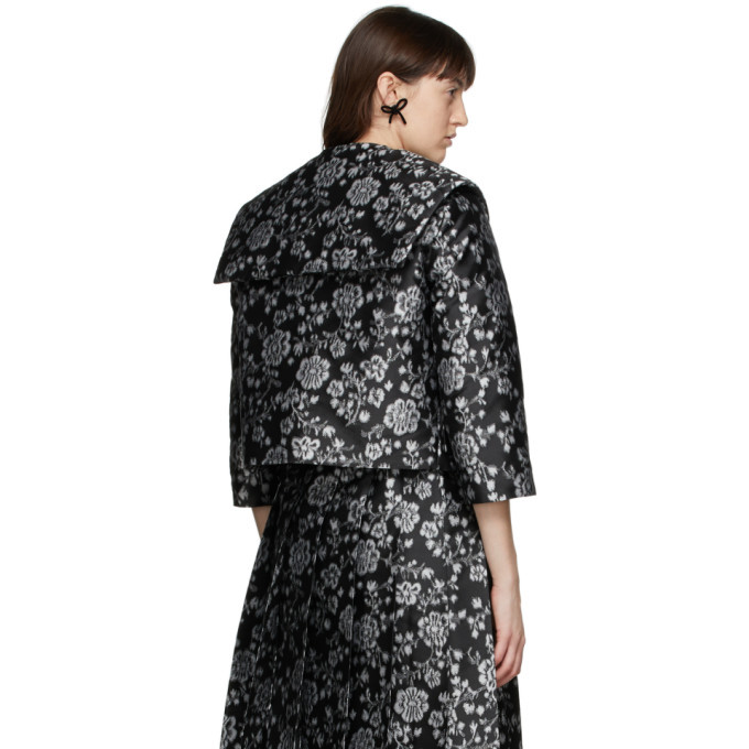 Tricot Comme des Garcons Black and Grey Floral Jacquard Jacket