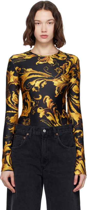 Photo: Versace Jeans Couture Black & Gold Lycra Bodysuit