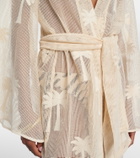 Johanna Ortiz Belted embroidered cotton mesh kaftan