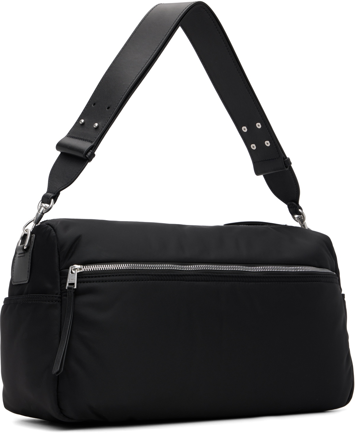 AMI Paris Black Nylon Marcel Large Duffle Bag
