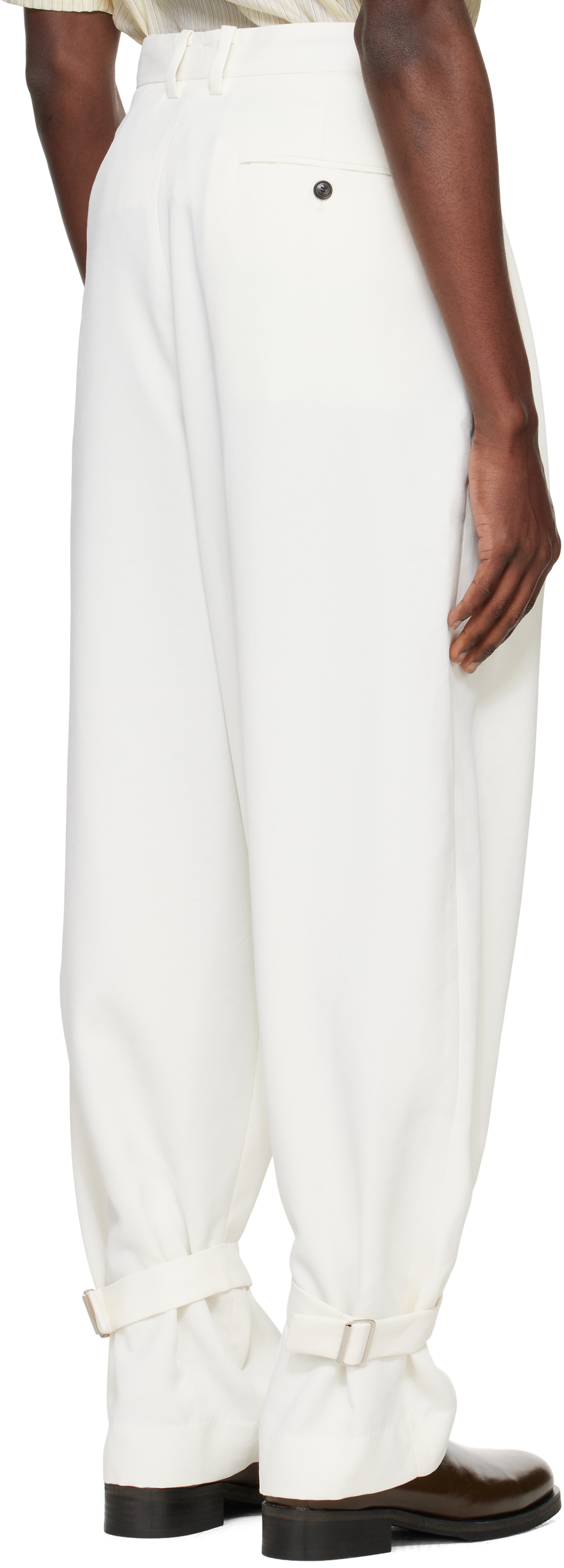 System White Ankle Strap Wool Trousers
