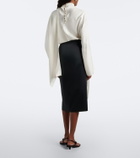 Róhe Draped asymmetric satin midi skirt