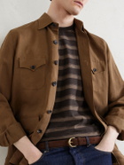 Oliver Spencer - Judd Striped Organic Cotton T-Shirt - Brown
