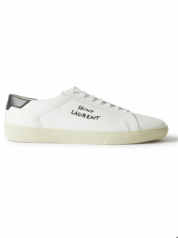 Photo: SAINT LAURENT - Court Classic Logo-Embroidered Leather Sneakers - White