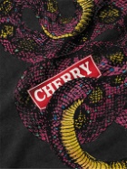 CHERRY LA - Cobra Garment-Dyed Printed Cotton-Jersey T-Shirt - Black