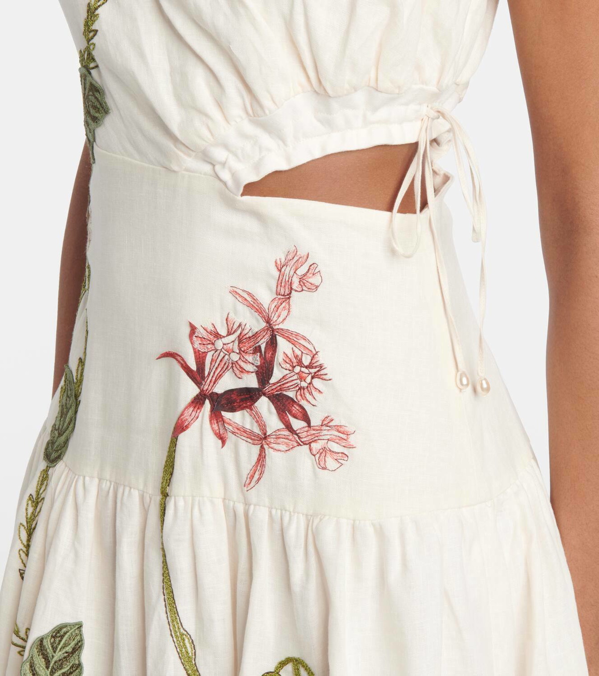 Agua by Agua Bendita Otoo Orquidea embroidered linen midi dress Agua by Agua  Bendita