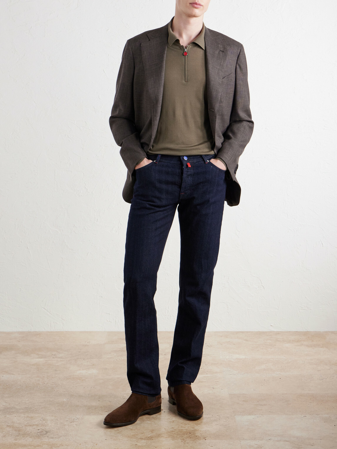 Kiton - Wool Half-Zip Sweater - Brown