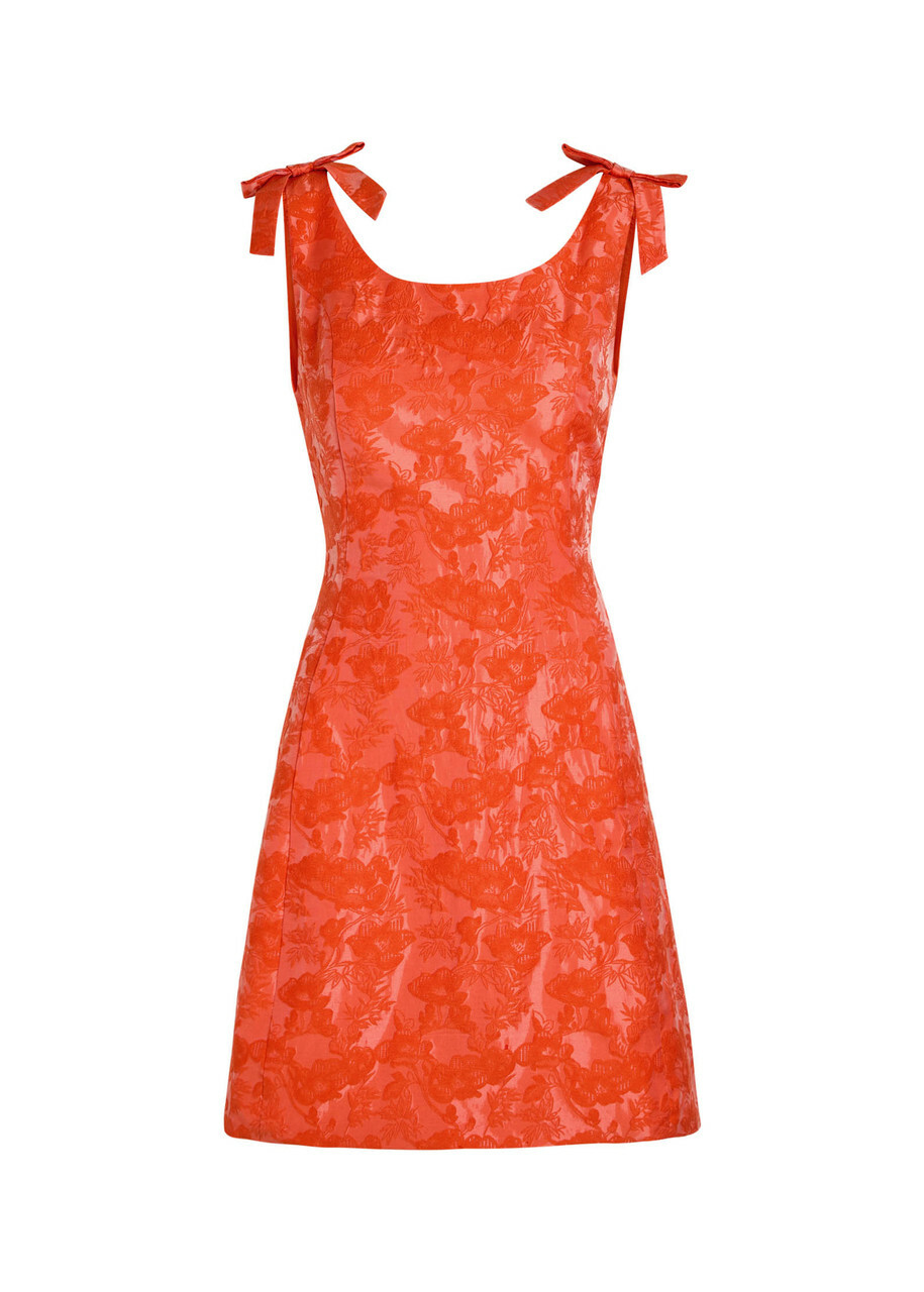 Sister Jane Neroli Floral-jacquard Woven Mini Dress Orange