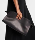 The Row EW Margaux leather clutch