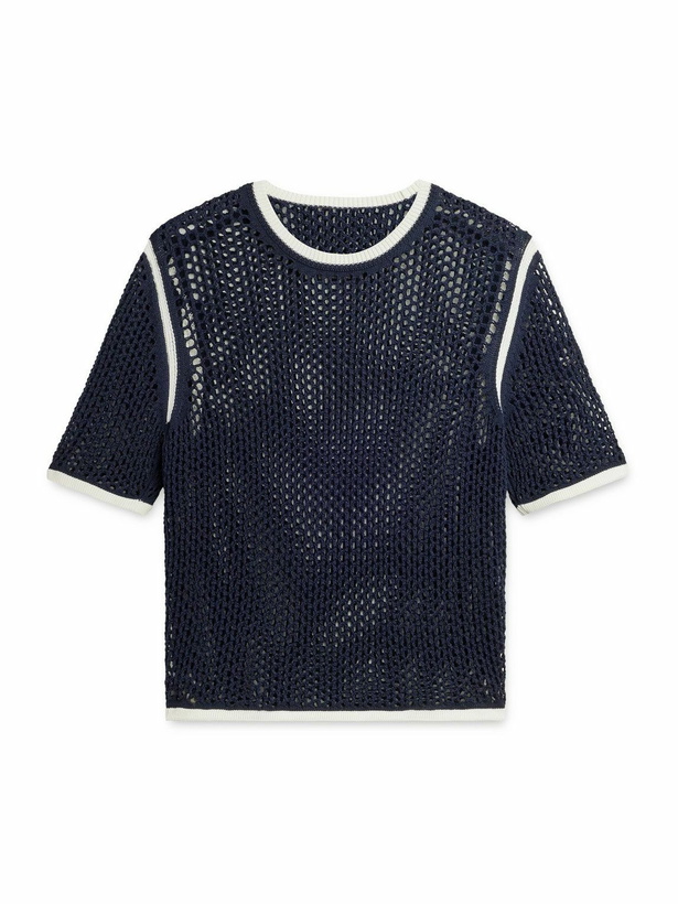 Photo: adidas Originals - Wales Bonner Logo-Embroidered Cotton-Blend Mesh T-Shirt - Blue