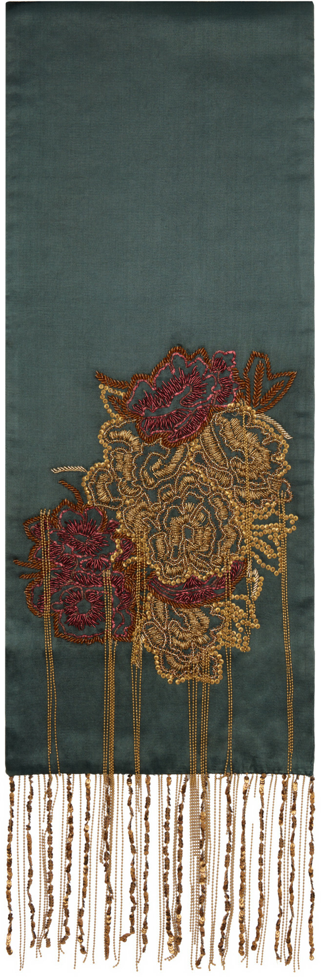 Dries Van Noten Khaki Silk Scarf