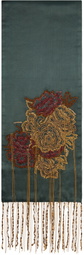 Dries Van Noten Khaki Silk Scarf
