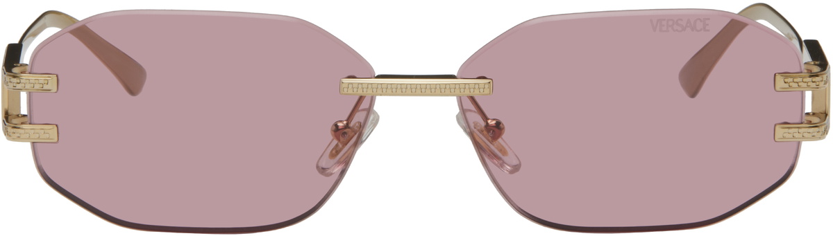 Versace Gold Damier Plaque Sunglasses Versace