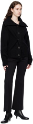 Recto Black Oversized Collar Cardigan