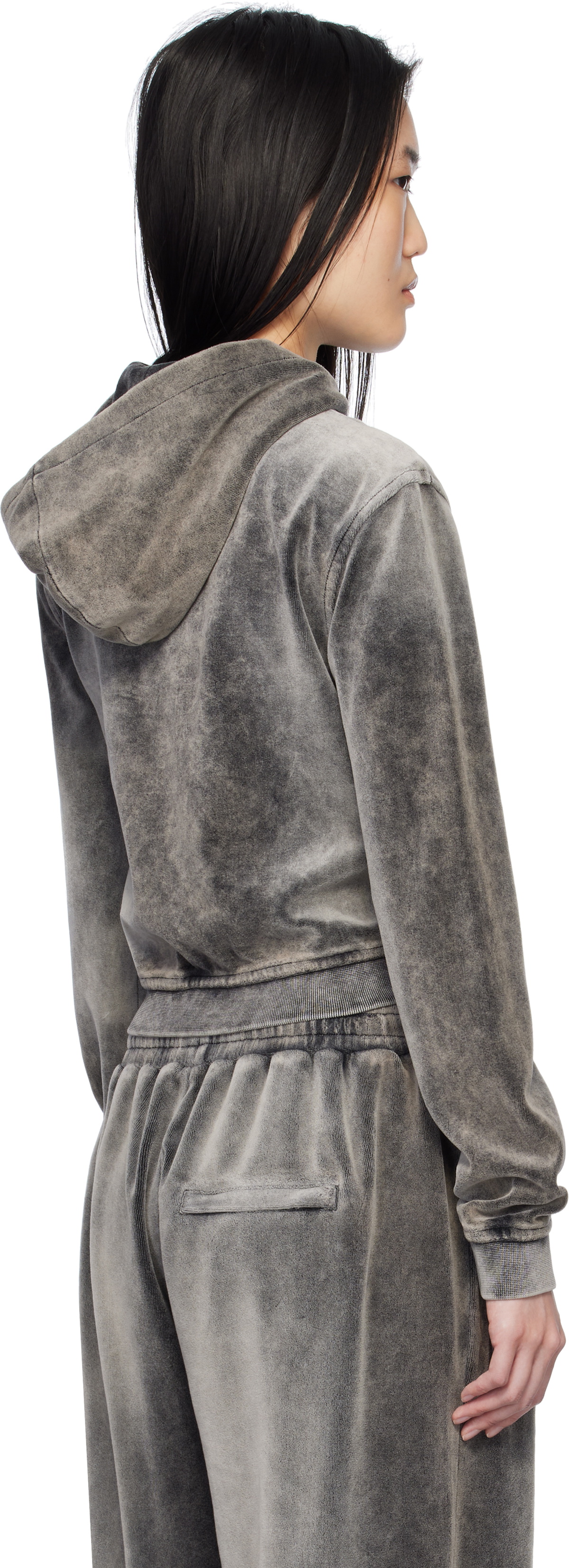 alexanderwang.t Gray Shrunken Zip-Up Hoodie