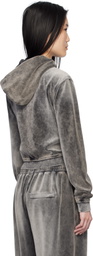 alexanderwang.t Gray Shrunken Zip-Up Hoodie
