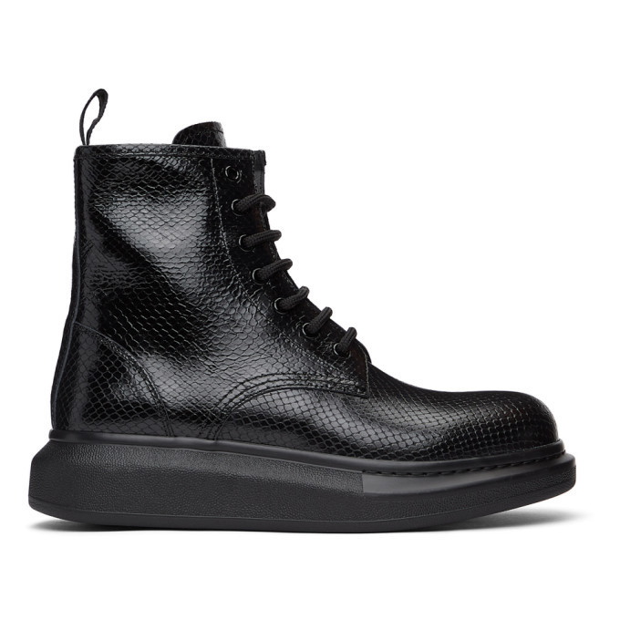 Photo: Alexander McQueen Black Croc Lace-Up Boots