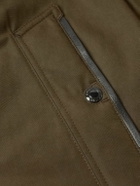 TOM FORD - Leather-Trimmed Padded Tech-Shell Hooded Down Parka - Green