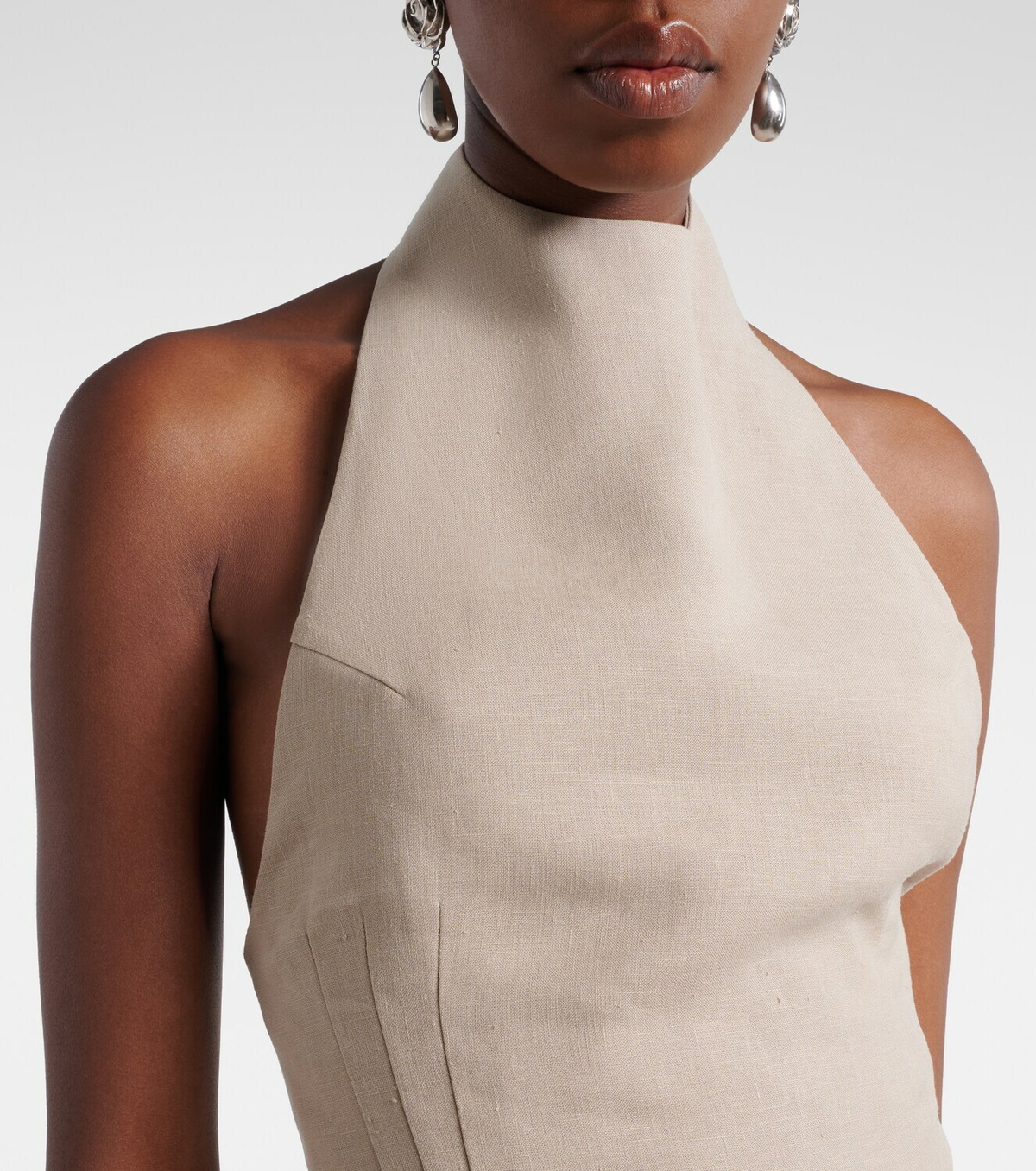 Magda Butrym Peplum floral-appliqué linen top