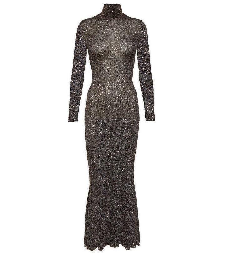 Photo: Balenciaga Sequined metallic knit maxi dress