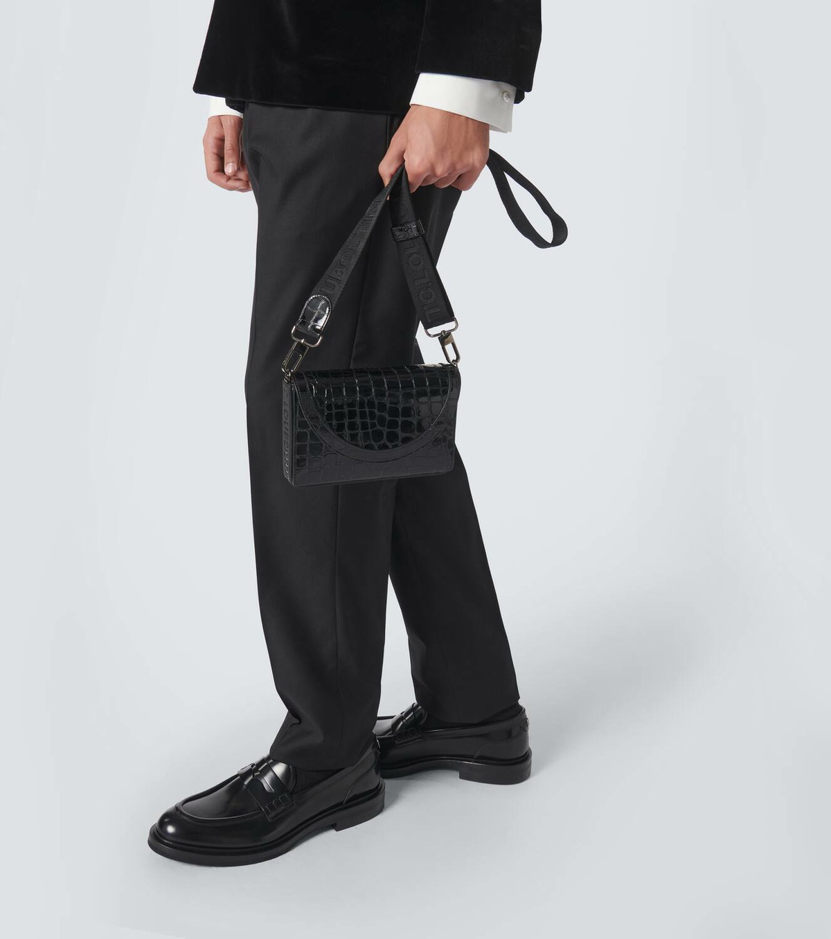 Christian Louboutin Explorafunk croc-effect patent leather shoulder bag
