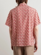 Valentino - Camp-Collar Logo-Print Silk Crepe de Chine Shirt - Red