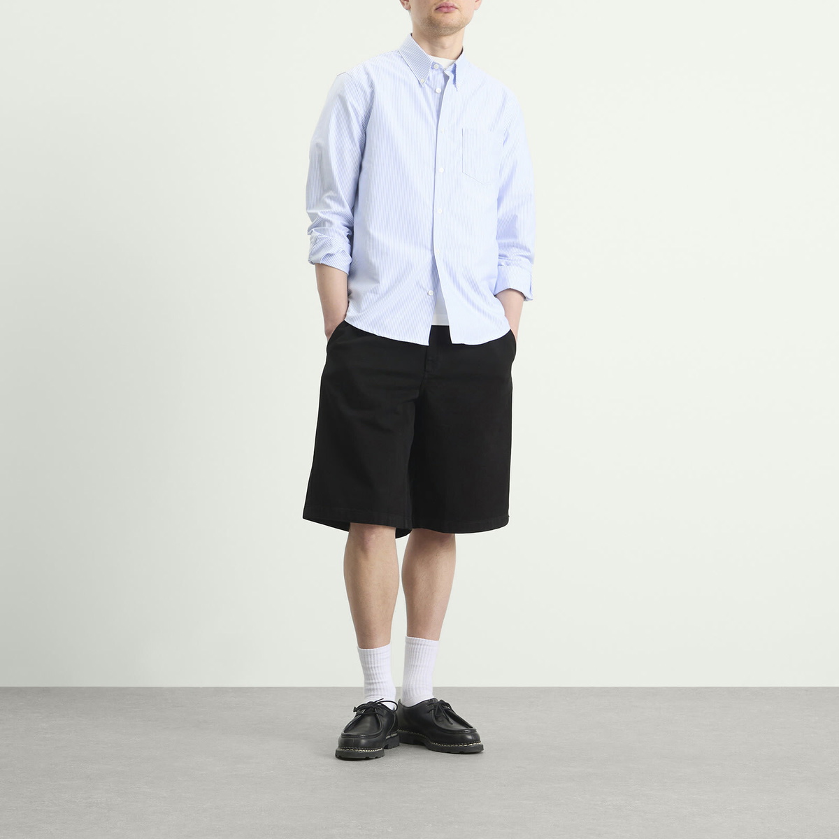A.P.C. Men's Greg Button Down Stripe Shirt in Blue