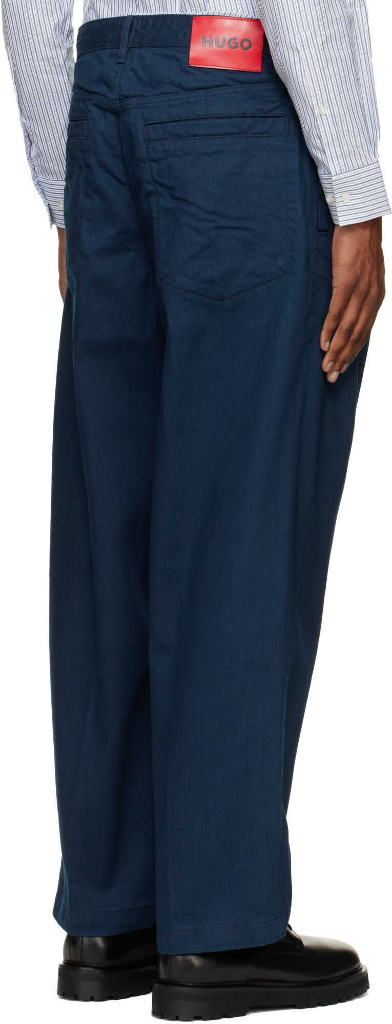 Hugo Navy Relaxed-Fit Soft Cotton Jeans