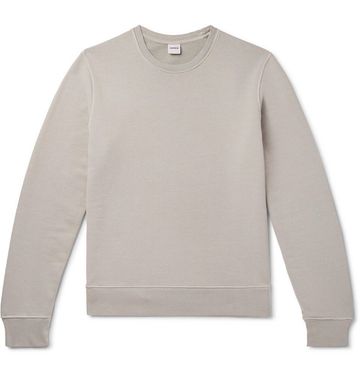 Photo: Aspesi - Garment-Dyed Loopback Cotton-Jersey Sweatshirt - Gray