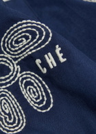 Che Floral-embroidered Cotton-poplin Shirt Navy