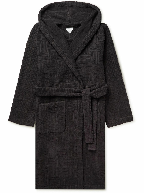 Photo: Bottega Veneta - Cotton-Terry Jacquard Hooded Robe - Brown