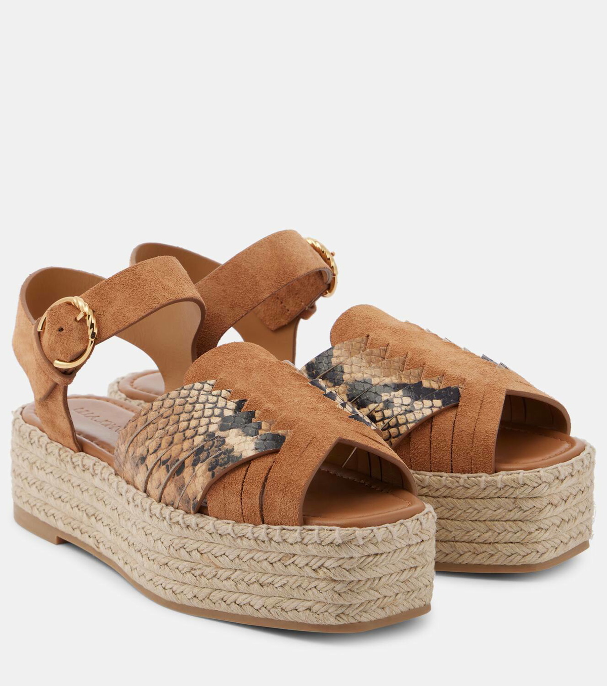 Ulla Johnson Elsa snake-effect leather espadrilles