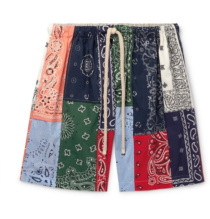 Photo: Loewe - Wide-Leg Patchwork Printed Cotton Drawstring Shorts - Men - Multi