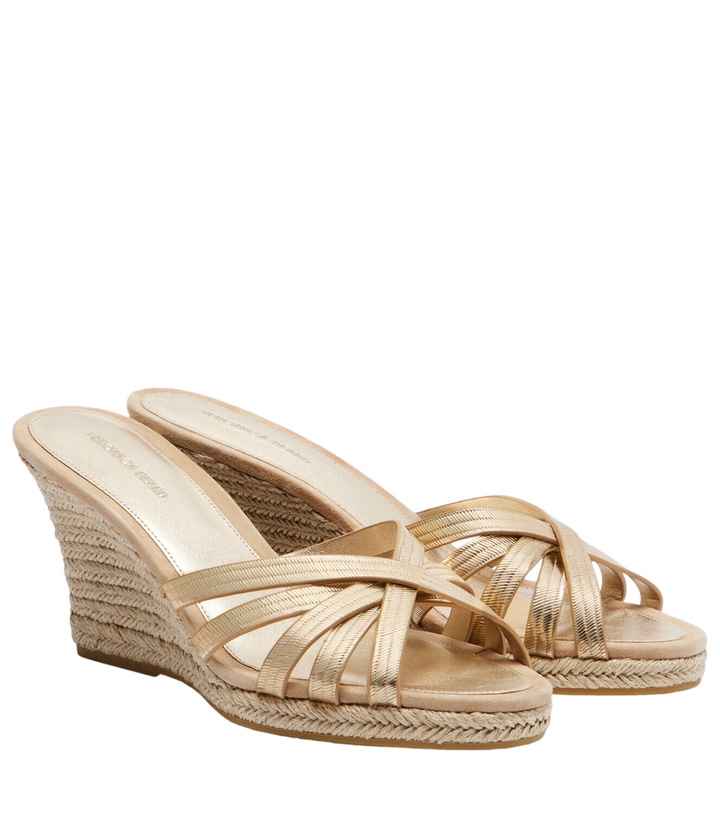 Photo: Veronica Beard Metallic leather espadrille wedges
