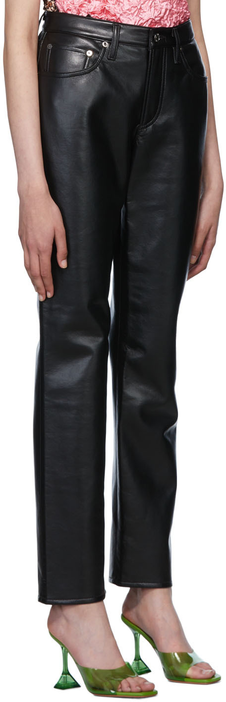 AGOLDE Black Lyle Recycled Leather Trousers AGOLDE