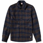 Armor-Lux Men's Wool Chore Jacket in Navy/Orange Check