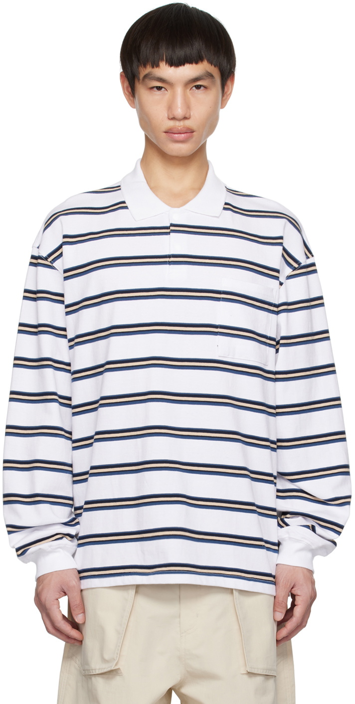 Uniform Bridge White Striped Polo
