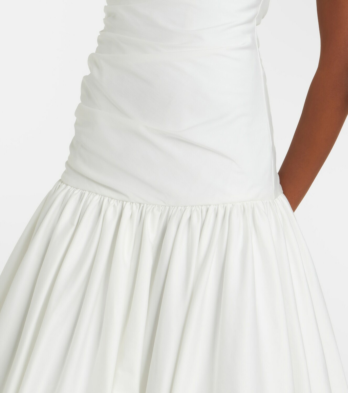 Self-Portrait Gathered cotton-blend maxi dress