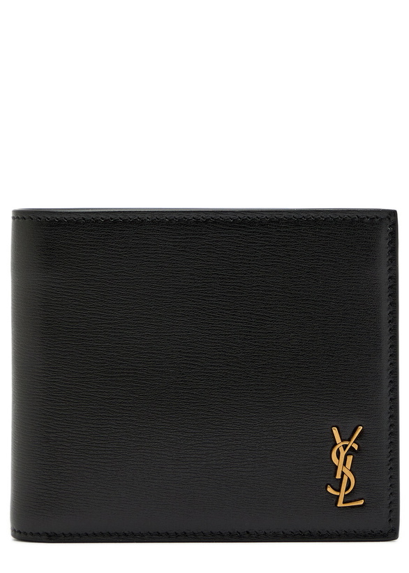 Photo: Saint Laurent Logo Leather Wallet - Black - One Size
